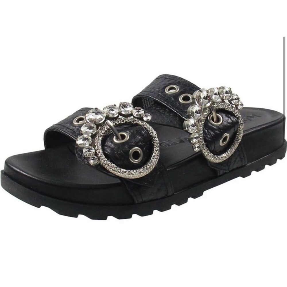Karl Lagerfeld Paris Womens Barlow Black Embellished Slide Sandals New